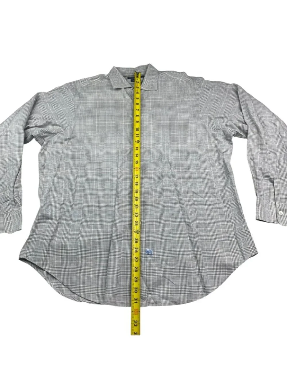 VTG Polo Ralph Lauren Men's 100% Cotton Dress Shirt Gray Plaid • 16.5 | 34-35